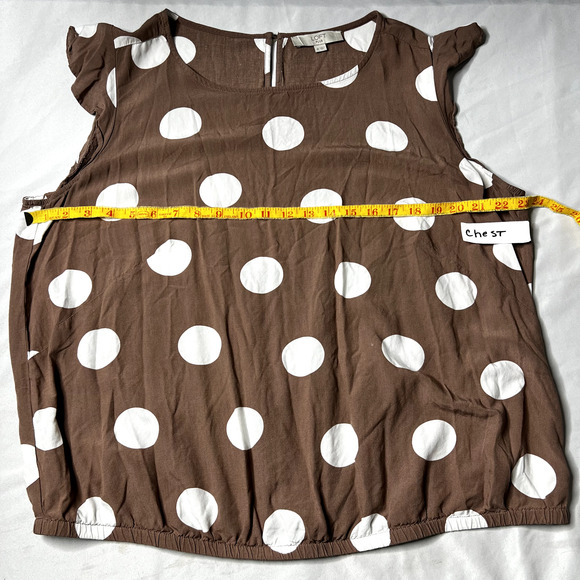 Loft‎ Plus Size 16 Brown Polka Dot Career Business Essential Blouse Pretty Woman - Picture 3 of 10